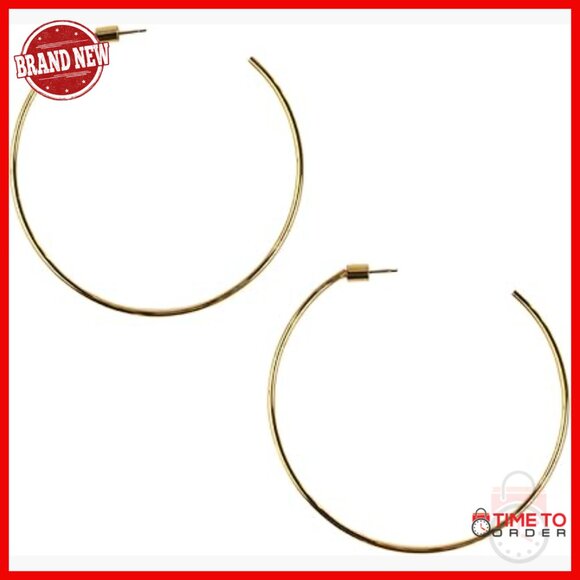 2.5 Inch Gold Hoop Earrings Hypoallergenic Stainless Steel Push Back